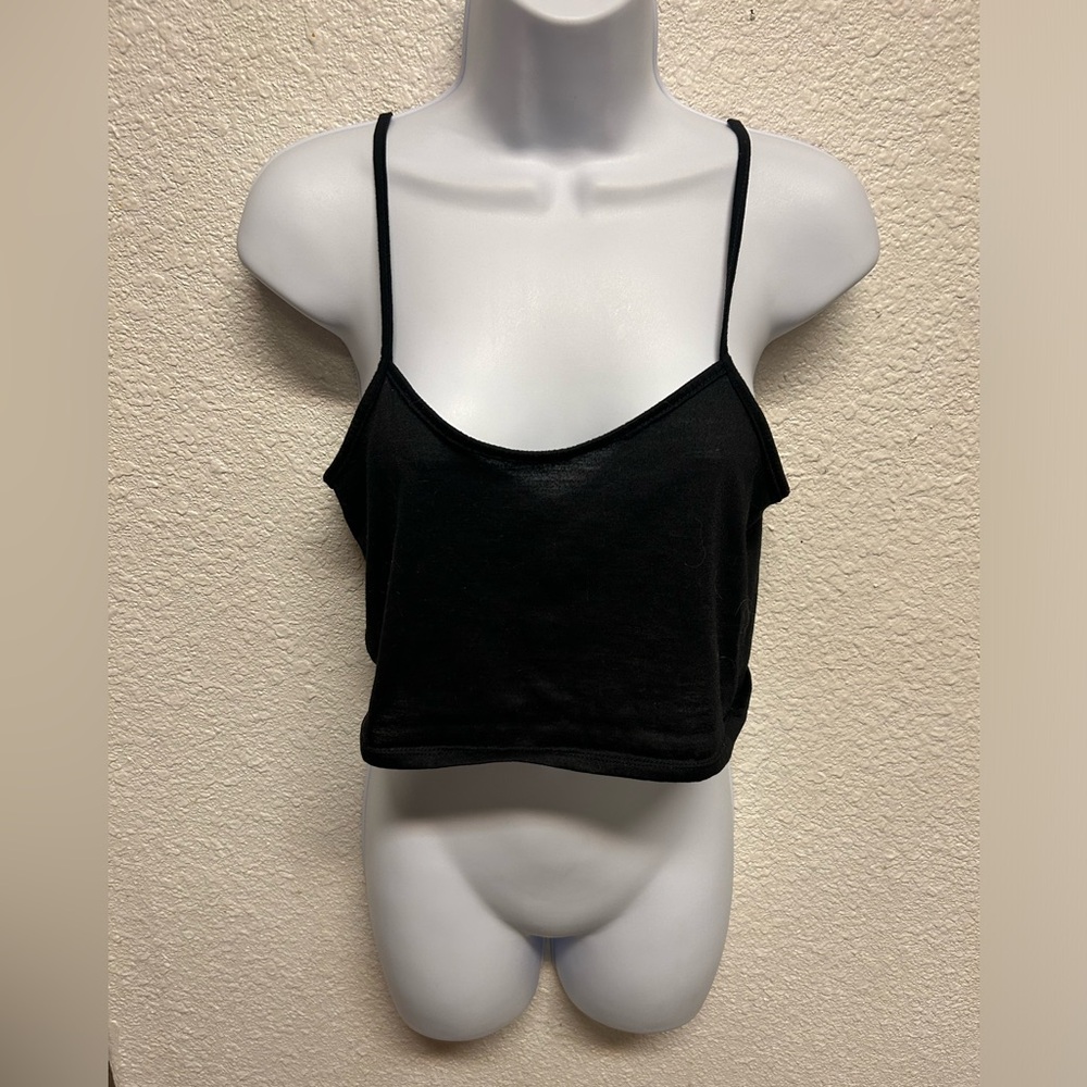 Women’s black small/medium crop Spagetti strap top